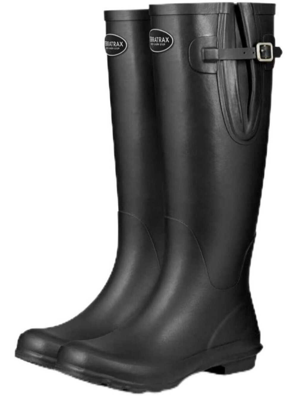 Women's Black Rubber Boots Tall Wide Calf Rain Boots Wellington Boots Waterproof